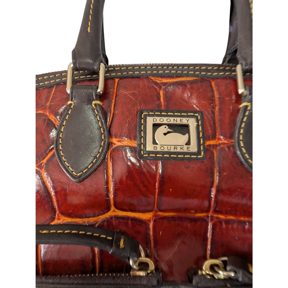 DOONEY & BOURKE! PECAN BROWN & GOLD CROC, BLACK GENUINE LEATHER BAG, PURSE! - Picture 4 of 13